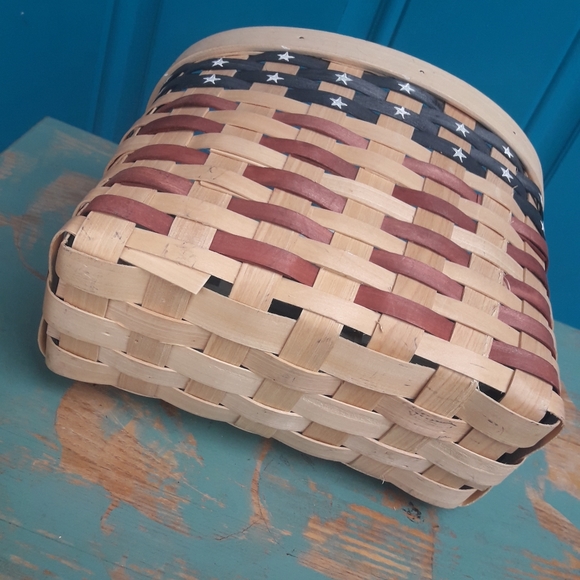 Wicker Basket Woven Farmhouse Decor Vintage Wall Hanging American Flag USA - Picture 10 of 12